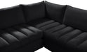 Meridian Furniture - Jacob 107" Black Velvet Upholstered 5pc. Sectional - 649Black-Sec5B - GreatFurnitureDeal