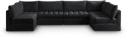 Meridian Furniture - Jacob 140" Black Velvet Upholstered 6pc. Sectional - 649Black-Sec6B - GreatFurnitureDeal