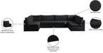 Meridian Furniture - Jacob 140" Black Velvet Upholstered 6pc. Sectional - 649Black-Sec6B - GreatFurnitureDeal