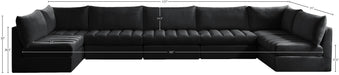 Meridian Furniture - Jacob 177" Black Velvet Upholstered 7pc. Sectional - 649Black-Sec7C - GreatFurnitureDeal