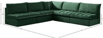 Meridian Furniture - Jacob 107" Green Velvet Upholstered 5pc. Sectional - 649Green-Sec5B - GreatFurnitureDeal