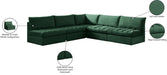 Meridian Furniture - Jacob 107" Green Velvet Upholstered 5pc. Sectional - 649Green-Sec5B - GreatFurnitureDeal