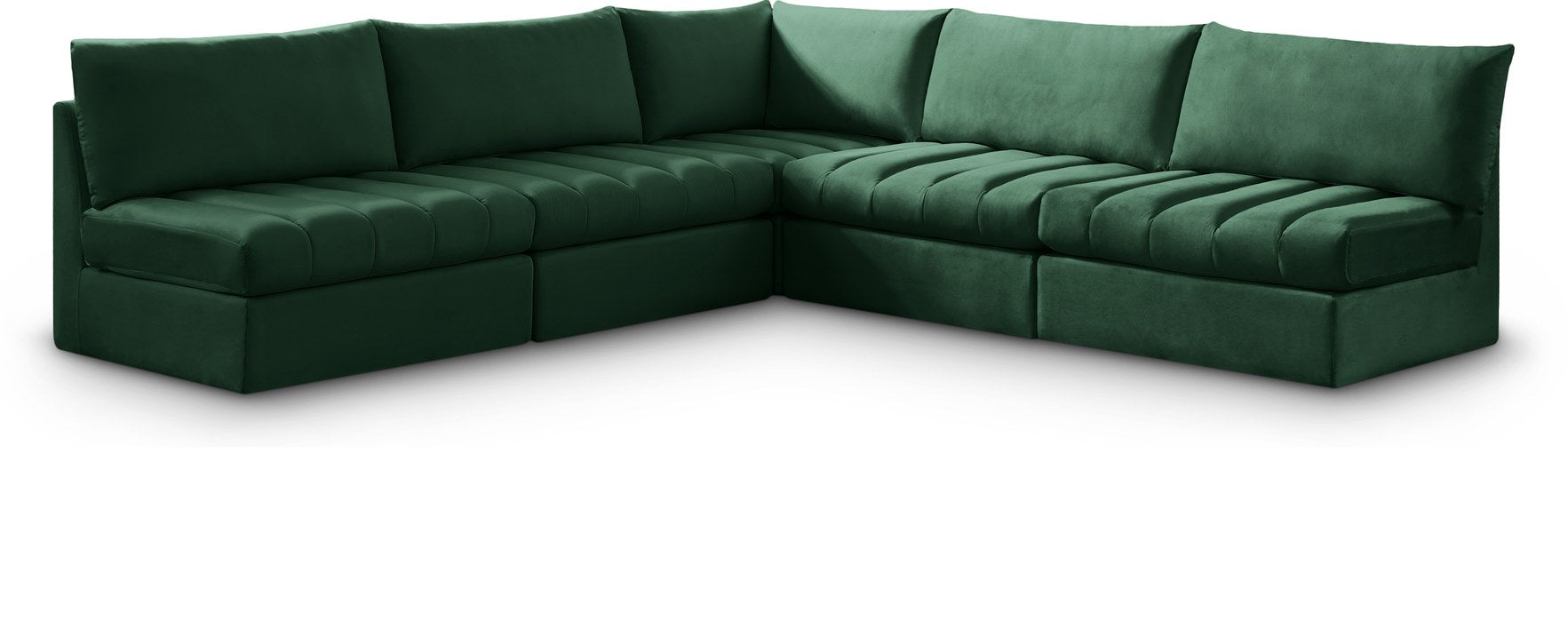Meridian Furniture - Jacob 107" Green Velvet Upholstered 5pc. Sectional - 649Green-Sec5B - GreatFurnitureDeal