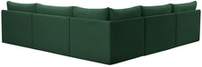 Meridian Furniture - Jacob 107" Green Velvet Upholstered 5pc. Sectional - 649Green-Sec5B - GreatFurnitureDeal