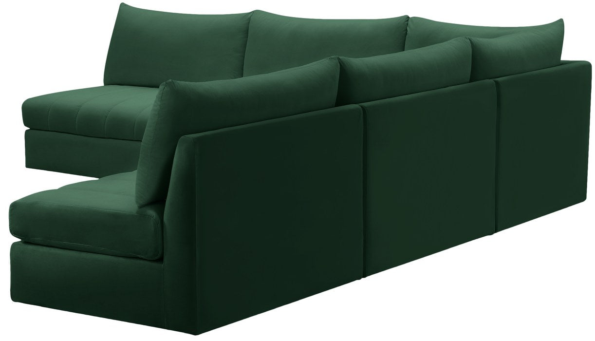 Meridian Furniture - Jacob 107" Green Velvet Upholstered 5pc. Sectional - 649Green-Sec5B - GreatFurnitureDeal