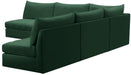 Meridian Furniture - Jacob 107" Green Velvet Upholstered 5pc. Sectional - 649Green-Sec5B - GreatFurnitureDeal