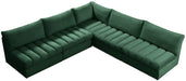 Meridian Furniture - Jacob 107" Green Velvet Upholstered 5pc. Sectional - 649Green-Sec5B - GreatFurnitureDeal