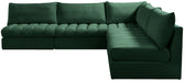 Meridian Furniture - Jacob 107" Green Velvet Upholstered 5pc. Sectional - 649Green-Sec5B - GreatFurnitureDeal