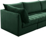 Meridian Furniture - Jacob 140" Green Velvet Upholstered 6pc. Sectional - 649Green-Sec6A - GreatFurnitureDeal