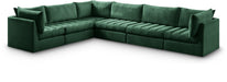 Meridian Furniture - Jacob 140" Green Velvet Upholstered 6pc. Sectional - 649Green-Sec6A - GreatFurnitureDeal