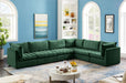 Meridian Furniture - Jacob 140" Green Velvet Upholstered 6pc. Sectional - 649Green-Sec6A - GreatFurnitureDeal