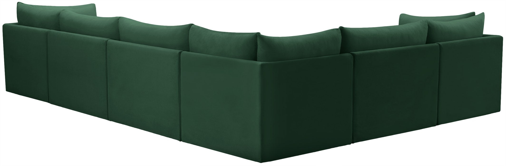 Meridian Furniture - Jacob 140" Green Velvet Upholstered 6pc. Sectional - 649Green-Sec6A - GreatFurnitureDeal