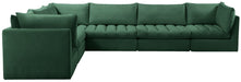 Meridian Furniture - Jacob 140" Green Velvet Upholstered 6pc. Sectional - 649Green-Sec6A - GreatFurnitureDeal