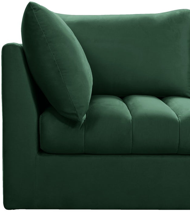 Meridian Furniture - Jacob 140" Green Velvet Upholstered 6pc. Sectional - 649Green-Sec6A - GreatFurnitureDeal