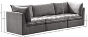 Meridian Furniture - Jacob 103" Grey Velvet Upholstered 3pc. Sofa - 649Grey-S103 - GreatFurnitureDeal