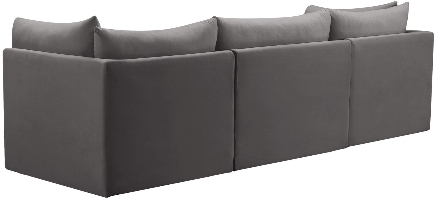 Meridian Furniture - Jacob 103" Grey Velvet Upholstered 3pc. Sofa - 649Grey-S103 - GreatFurnitureDeal