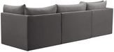 Meridian Furniture - Jacob 103" Grey Velvet Upholstered 3pc. Sofa - 649Grey-S103 - GreatFurnitureDeal