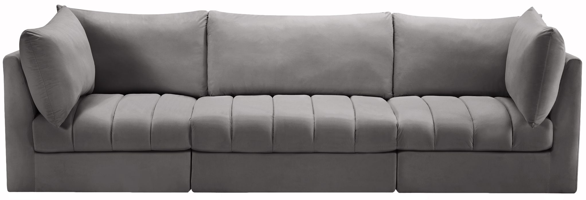 Meridian Furniture - Jacob 103" Grey Velvet Upholstered 3pc. Sofa - 649Grey-S103 - GreatFurnitureDeal