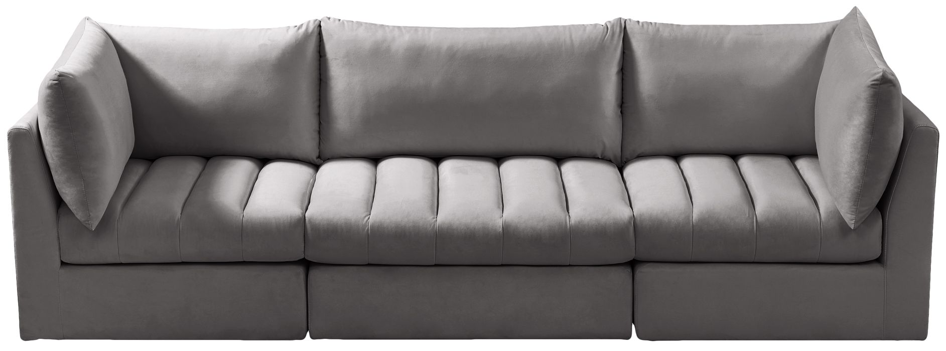 Meridian Furniture - Jacob 103" Grey Velvet Upholstered 3pc. Sofa - 649Grey-S103 - GreatFurnitureDeal