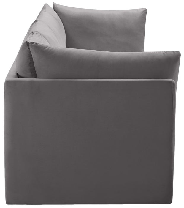 Meridian Furniture - Jacob 103" Grey Velvet Upholstered 3pc. Sofa - 649Grey-S103 - GreatFurnitureDeal