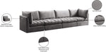 Meridian Furniture - Jacob 140" Grey Velvet Upholstered 4pc. Sofa - 649Grey-S140 - GreatFurnitureDeal