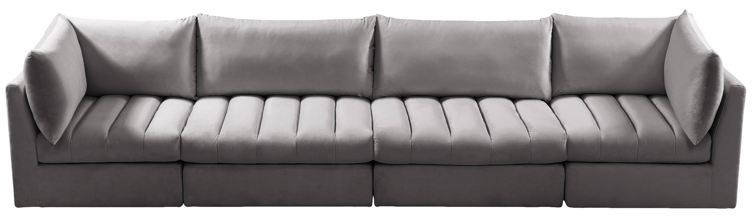 Meridian Furniture - Jacob 140" Grey Velvet Upholstered 4pc. Sofa - 649Grey-S140 - GreatFurnitureDeal