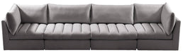 Meridian Furniture - Jacob 140" Grey Velvet Upholstered 4pc. Sofa - 649Grey-S140 - GreatFurnitureDeal