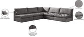 Meridian Furniture - Jacob 107" Grey Velvet Upholstered 5pc. Sectional - 649Grey-Sec5B - GreatFurnitureDeal