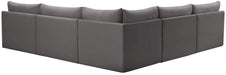 Meridian Furniture - Jacob 107" Grey Velvet Upholstered 5pc. Sectional - 649Grey-Sec5B - GreatFurnitureDeal