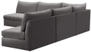 Meridian Furniture - Jacob 107" Grey Velvet Upholstered 5pc. Sectional - 649Grey-Sec5B - GreatFurnitureDeal