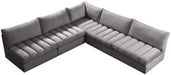 Meridian Furniture - Jacob 107" Grey Velvet Upholstered 5pc. Sectional - 649Grey-Sec5B - GreatFurnitureDeal
