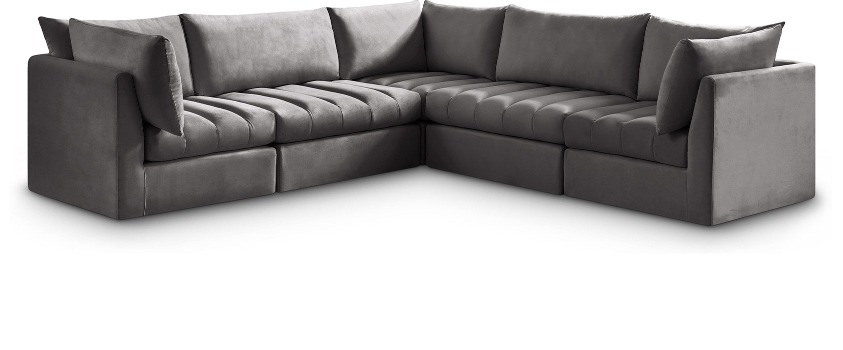 Meridian Furniture - Jacob 103" Grey Velvet Upholstered 5pc. Sectional - 649Grey-Sec5C - GreatFurnitureDeal
