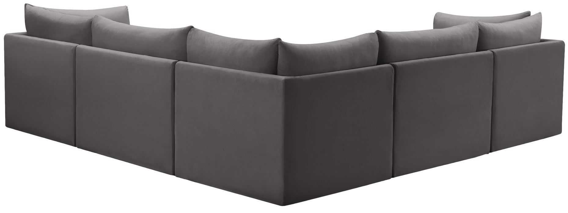 Meridian Furniture - Jacob 103" Grey Velvet Upholstered 5pc. Sectional - 649Grey-Sec5C - GreatFurnitureDeal