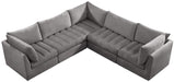 Meridian Furniture - Jacob 103" Grey Velvet Upholstered 5pc. Sectional - 649Grey-Sec5C - GreatFurnitureDeal