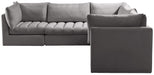 Meridian Furniture - Jacob 103" Grey Velvet Upholstered 5pc. Sectional - 649Grey-Sec5C - GreatFurnitureDeal