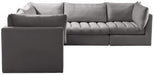 Meridian Furniture - Jacob 103" Grey Velvet Upholstered 5pc. Sectional - 649Grey-Sec5C - GreatFurnitureDeal