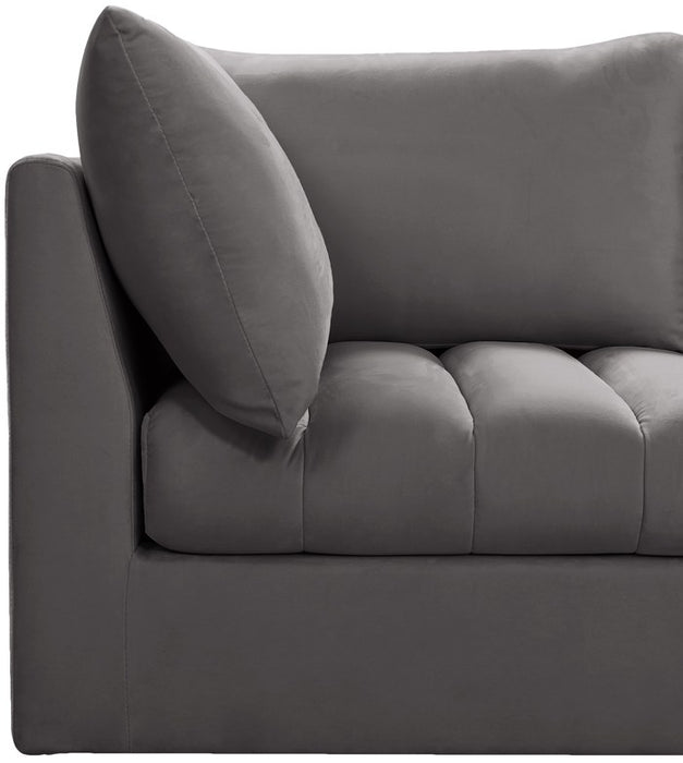 Meridian Furniture - Jacob 103" Grey Velvet Upholstered 5pc. Sectional - 649Grey-Sec5C - GreatFurnitureDeal