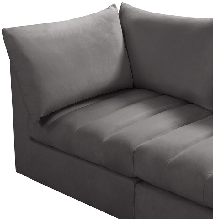 Meridian Furniture - Jacob 103" Grey Velvet Upholstered 5pc. Sectional - 649Grey-Sec5C - GreatFurnitureDeal
