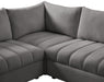 Meridian Furniture - Jacob 140" Grey Velvet Upholstered 8pc. Sectional - 649Grey-Sec8A - GreatFurnitureDeal