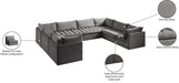 Meridian Furniture - Jacob 140" Grey Velvet Upholstered 8pc. Sectional - 649Grey-Sec8A - GreatFurnitureDeal