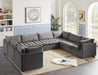 Meridian Furniture - Jacob 140" Grey Velvet Upholstered 8pc. Sectional - 649Grey-Sec8A - GreatFurnitureDeal