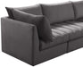 Meridian Furniture - Jacob 140" Grey Velvet Upholstered 8pc. Sectional - 649Grey-Sec8A - GreatFurnitureDeal