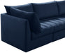 Meridian Furniture - Jacob 140" Navy Velvet Upholstered 5pc. Sectional - 649Navy-Sec5A - GreatFurnitureDeal