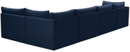 Meridian Furniture - Jacob 140" Navy Velvet Upholstered 5pc. Sectional - 649Navy-Sec5A - GreatFurnitureDeal