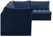 Meridian Furniture - Jacob 140" Navy Velvet Upholstered 5pc. Sectional - 649Navy-Sec5A - GreatFurnitureDeal