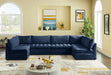 Meridian Furniture - Jacob 140" Navy Velvet Upholstered 6pc. Sectional - 649Navy-Sec6B - GreatFurnitureDeal