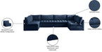 Meridian Furniture - Jacob 140" Navy Velvet Upholstered 6pc. Sectional - 649Navy-Sec6B - GreatFurnitureDeal