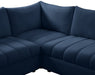 Meridian Furniture - Jacob 140" Navy Velvet Upholstered 8pc. Sectional - 649Navy-Sec8A - GreatFurnitureDeal