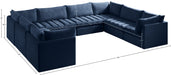 Meridian Furniture - Jacob 140" Navy Velvet Upholstered 8pc. Sectional - 649Navy-Sec8A - GreatFurnitureDeal