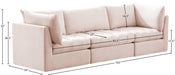 Meridian Furniture - Jacob 103" Pink Velvet Upholstered 3pc. Sofa - 649Pink-S103 - GreatFurnitureDeal